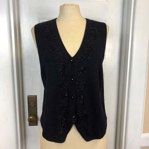 Black Beaded Sweater Vest